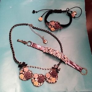 SOLD Betsey Johnson Statement Necklace 2 Bracelets
